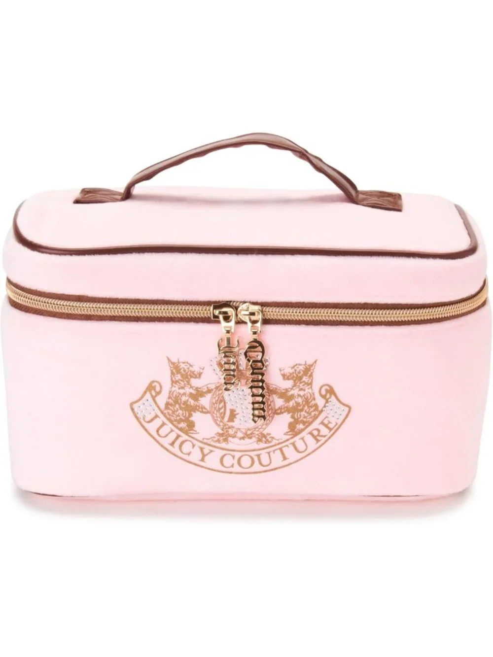 Pink Makeup Bag & Cosmetics Organizer - Travel Case with Rhinestone Crown